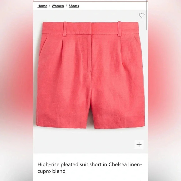 J. Crew High Rise Linen Blend Bright Coral Shorts Size 8 NWT - Picture 1 of 7